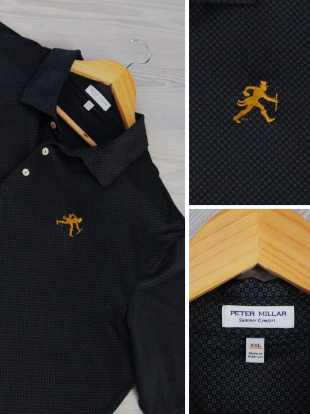 Peter Millar Crown Geometric All Over Print Mens 2XL Performance Golf Polo Shirt
